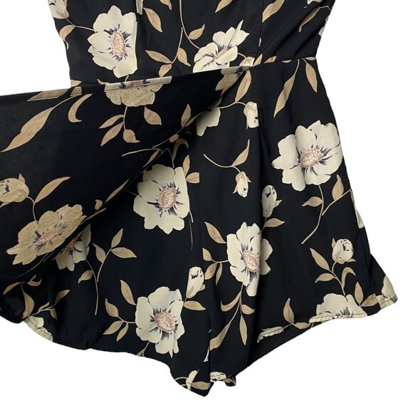Lulus Magical Meadow Black Floral Print Mini Skort Dress Romper Small Boho Chic - Picture 3 of 10